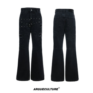 Washed Black Rivet Flare Jeans - product image 5