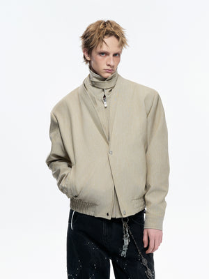 Detachable High-Neck Khaki Jacket - product image 3