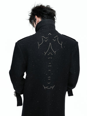 Black Sequin Wool-Blend Long Coat - product image 4