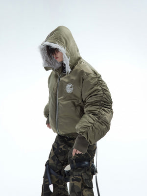 Plush Panel Nylon Bomber Jacket - product image 2