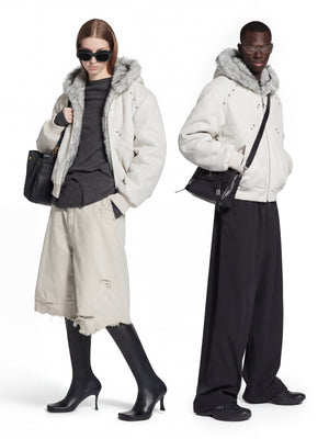 Crocodile-Texture Faux Leather Hooded Jacket - product image 4