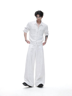 Embroidered Stripe Shirt & Wide-Leg Pants - product image 2