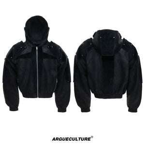 Hooded Deconstructed Faux Leather Jacket - product image 5
