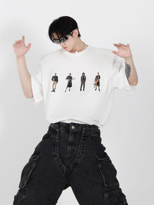 Figure Print Cotton Shoulder-Pad Tee - product image 5