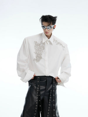 Crystal Shoulder-Pad Cotton Shirt - product image 2