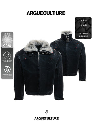 Snake-Embossed Down Leather Jacket - product image 1