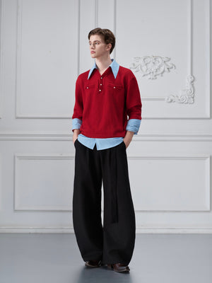 Color-Blocked Faux-Layer Knit Sweater - product image 4