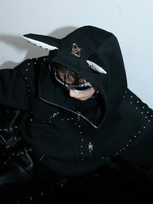 Doberman-Ear Rivet Zip Hoodie - product image 3
