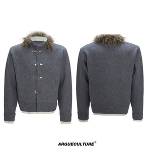 Shimmer Knit Cardigan with Fur Collar - product image 5