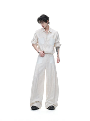 Embroidered Stripe Shirt & Wide-Leg Pants - product image 1