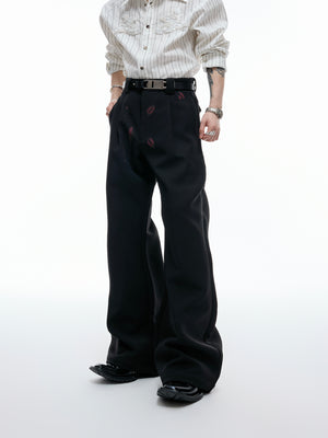 Pleated Red Lip Flared Trousers - product image 1