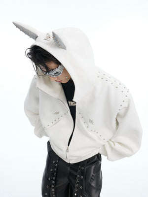 Doberman-Ear Rivet Zip Hoodie - product image 2