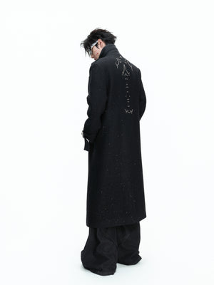 Black Sequin Wool-Blend Long Coat - product image 2