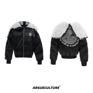 Plush Panel Nylon Bomber Jacket - product image 5