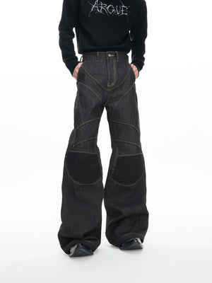 Deconstructed Black Raw Denim Jeans - product image 1