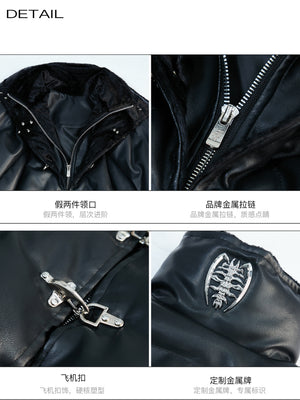 Deconstructed Faux Leather Padded Jacket - product image 5