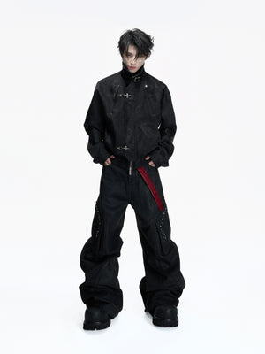 Python-Embossed Cropped Faux Leather Jacket - product image 3