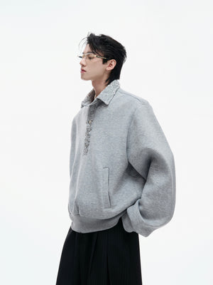 Sequined Lapel Polo Sweatshirt - product image 1