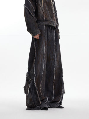 Black Distressed Wide-Leg Denim Pants - product image 3