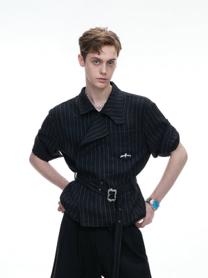 Striped Belted Short-Sleeve Shirt - product image 2