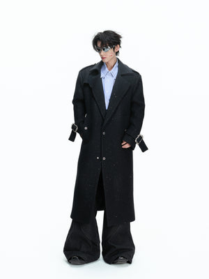 Black Sequin Wool-Blend Long Coat - product image 3