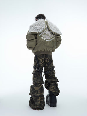 Plush Panel Nylon Bomber Jacket - product image 5