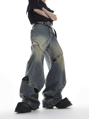 Cutout Washed Straight-Leg Jeans - product image 5