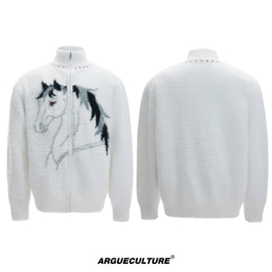 Asymmetric Horse-Embroidered Zip Cardigan - product image 5