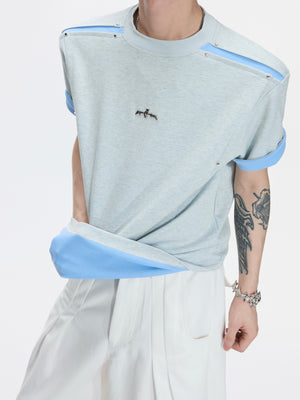 Contrast-Panel Unisex Crew Neck Tee - product image 5