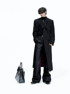 Black Contrast-Lined Long Coat - product image 5