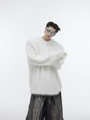 Metal-Button Crewneck Knit Sweater - product image 5