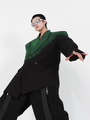 Black Green Gradient Relaxed Blazer - product image 4
