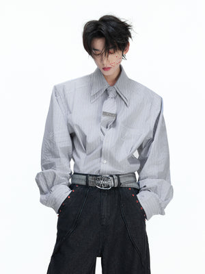 Striped Waist-Cinched Shoulder Shirt - product image 2