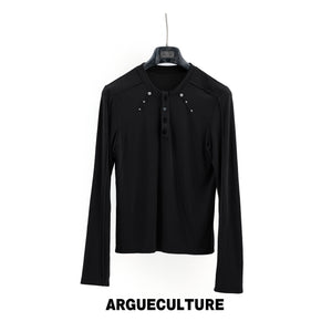 Studded Fitted Henley Long-Sleeve Top - product image 5