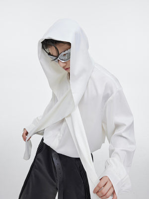 V-Neck Hooded Button-Front Shirt - product image 2