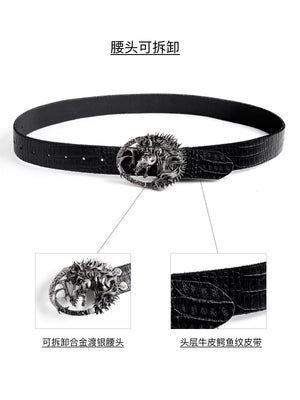 Crocodile-Embossed Horse-Head Belt - product image 4