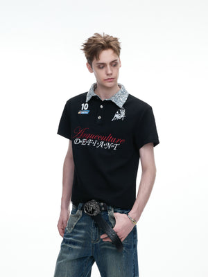 Contrast Embroidered Sequin-Collar Polo - product image 2