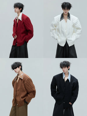 Pearl-Trimmed Wool Blend Cardigan - product image 3