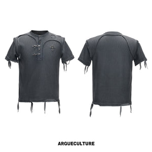 Distressed Ribbed Henley T-Shirt - variant image 6