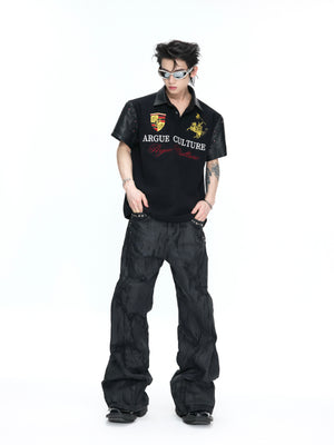 Embroidered Faux-Leather Panel Polo - product image 4