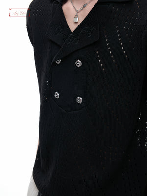 Openwork Embroidered Knit Polo - product image 5