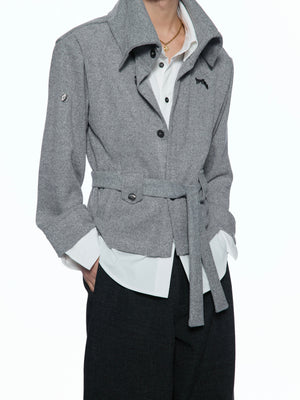 Layered-Collar Zip Knit Cardigan - product image 3