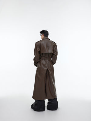 Deconstructed PU Leather Long Coat - product image 2