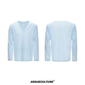 Deep V-Neck Linen-Blend Long-Sleeve Tee - product image 5
