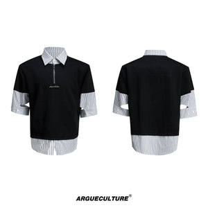 Striped Faux-Layered Oversized Shirt - product image 5