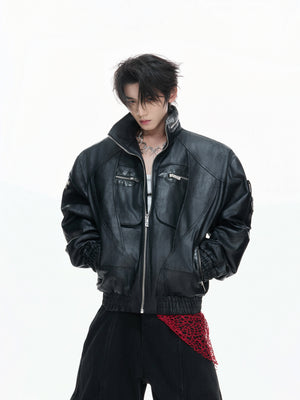 Deconstructed Faux Leather Jacket - product image 4
