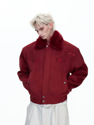 Cropped Suede Jacket with Detachable Fur Collar - product image 2