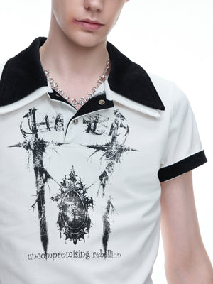 Contrast Panel Double-Collar T-Shirt - product image 5
