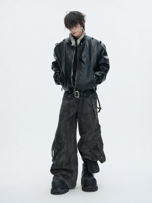 Oversized Hooded Faux Leather Jacket - product image 3