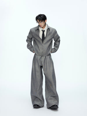 Contrast Lapel Cotton Jacket and Pants Set - product image 1